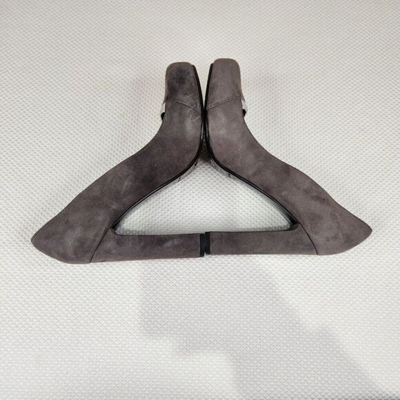 Furla Gray Suede Pumps Shoes Heels Silver Accent Size EU 39 US 8 - Picture 7 of 8